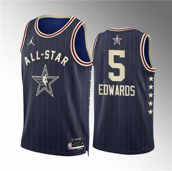 Mens 2024 All-Star #5 Anthony Edwards Navy Stitched Basketball Jersey->->NBA Jersey